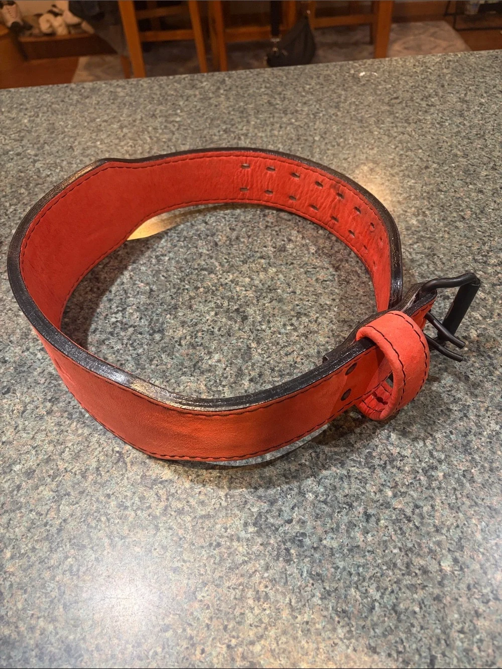 Inaka Power 10mm Red Leather Lifting Belt with Double Buckle
